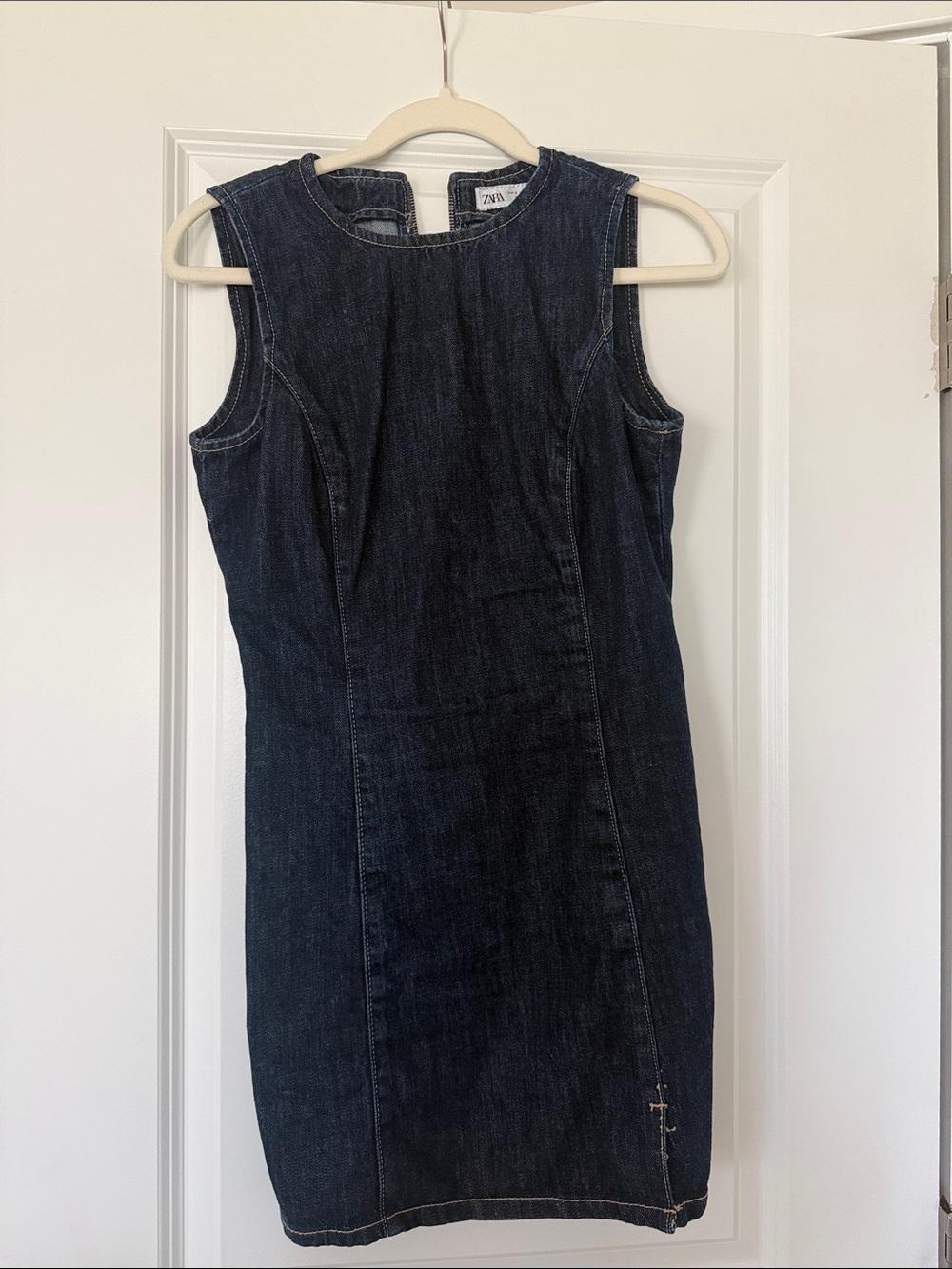 Zara Dark Blue Denim Sleeveless Shift Dress